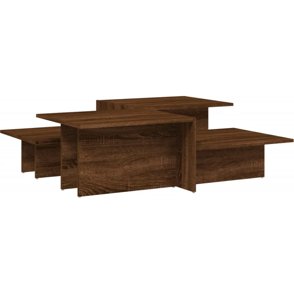 vidaXL Salontafels 2 st bewerkt hout bruin eikenkleur, foto 3