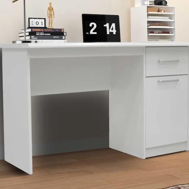 Rousseau Bureau Milou 1 Lade 1 Deur | H-75 X B-121 X D-60 Cm | Wit - Rousseau - Bureau - Wit - Melamine; Spaanplaat