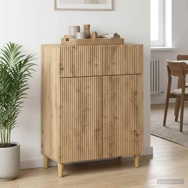 vidaXL Dressoir Artisanaal eiken 66 x 34,5 x 90 cm Bewerkt hout Bruin