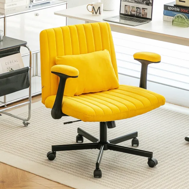 COVREO Bureaustoel 70 cm geel, stof met verstelbare armleuningen Yellow