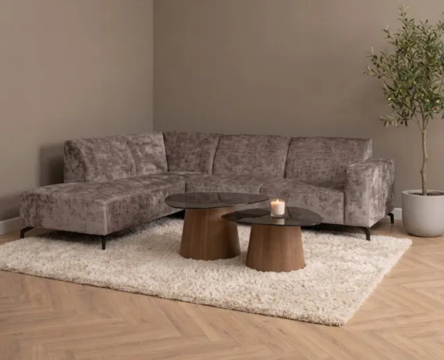 Meubelplaats Hoekbank Milena Taupe - Astra 5 – Ottomane links – 274x210 cm