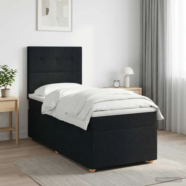 vidaXL Boxspringbed met matras met hoofdeinde Zwart 80 x 200 cm Stof