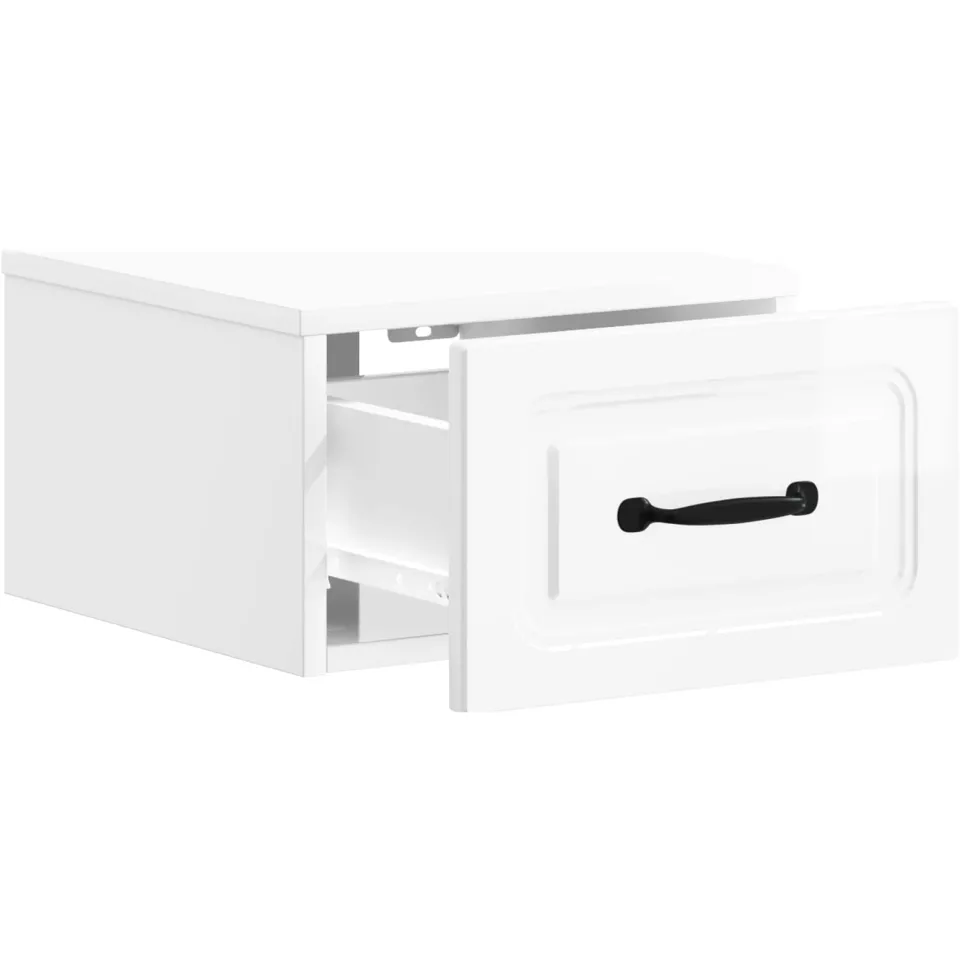 vidaXL Wandbeugel Bedkast Hoogglans Wit 34,5 x 33 x 20 cm Bewerkt hout, foto 3