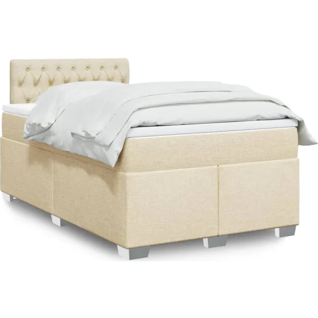 vidaXL Boxspring met matras stof crèmekleurig 120x200 cm