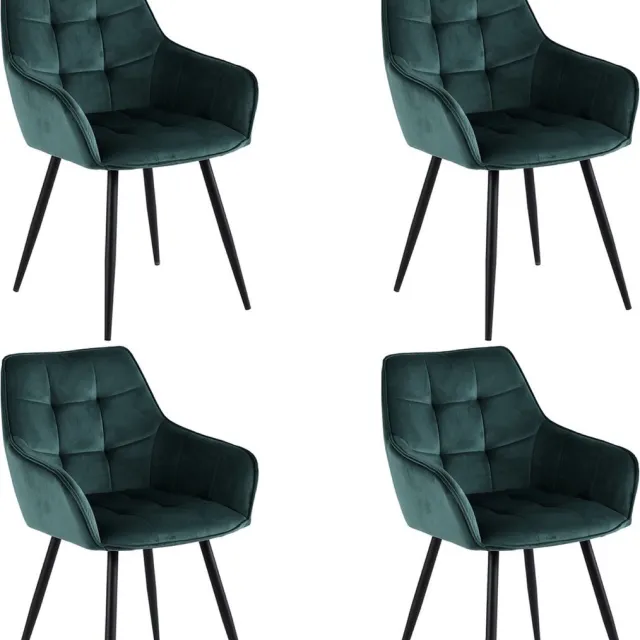 Colenis Oriana Eetkamerstoel - Set Van 4 - Groen - Fluweel - Velvet - Industrieel