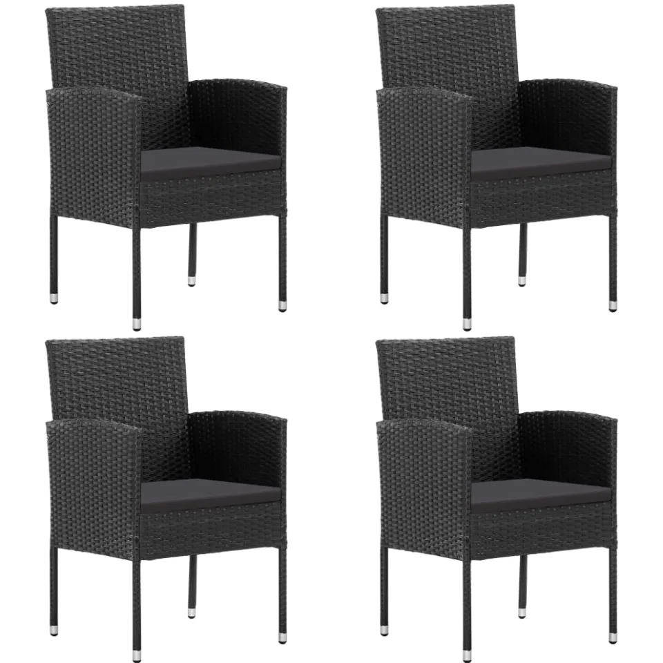 vidaXL 5-delige Tuinset met kussens poly rattan zwart, foto 3