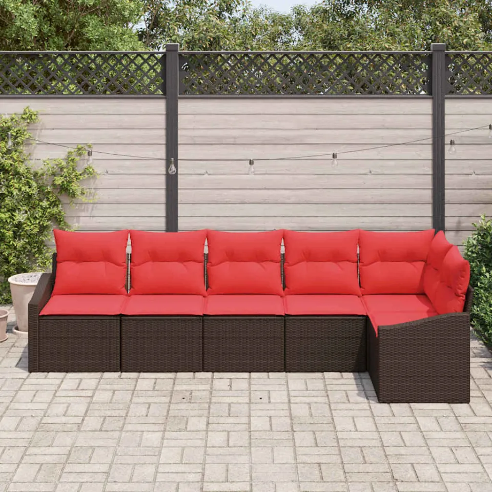 vidaXL Bankstel 6 st Bruin poly rattan, foto 3
