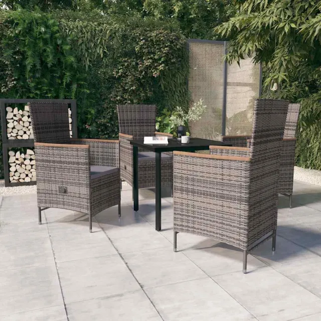 vidaXL 5-delige Tuinset met kussens grijs, foto 2