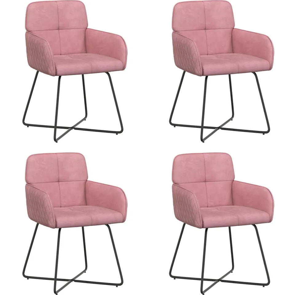 vidaXL Eettafelstoelen 4 st fluweel Roze 59 x 56,5 x 86 cm, foto 3