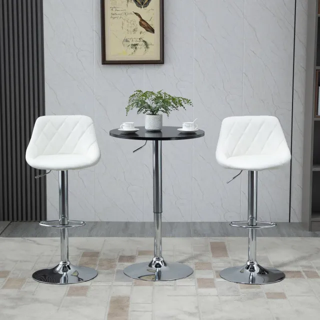 STILVORA Bartafel - Ronde Hoogteverstelbare Tafel met Draaibaar Tafelblad - voor Eetkamer en Barhoek - Metaal en Zwart MDF - 61 x 61 x 70-90 cm