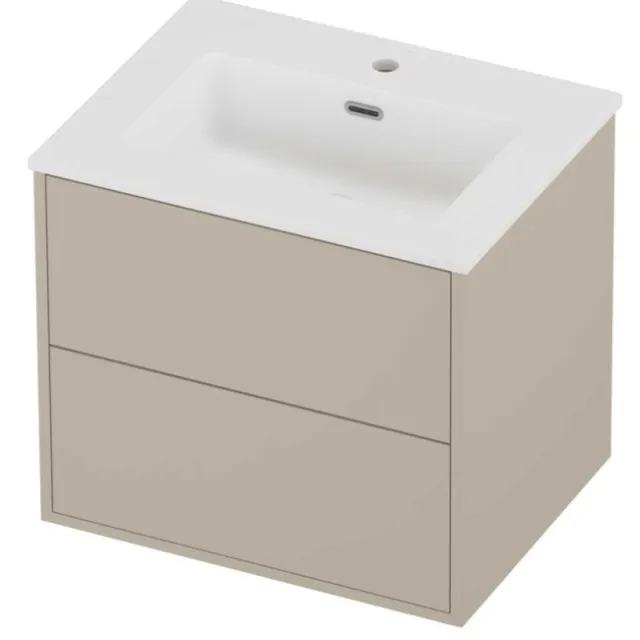 Proline Tribute Badmeubelset Porselein Elegant In Kader 60x46x54 cm Mat White Soft Linen Beige
