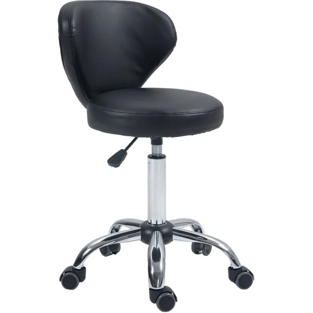 Clruro Massagekruk - 49-64 cm - Draaibaar en In Hoogte Verstelbaar met Ergonomische Rugleuning - Kunstleer - Zwart