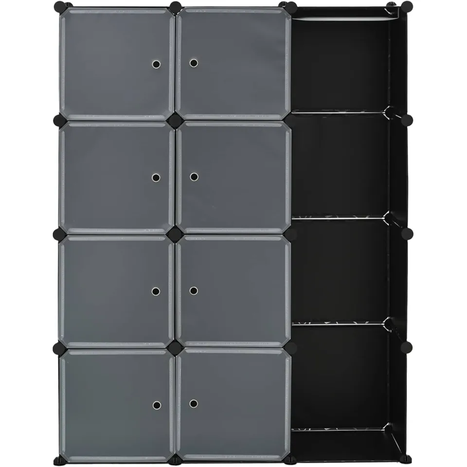 vidaXL Kast met 9 vakken modulair 109x36,5x143 cm zwart en wit