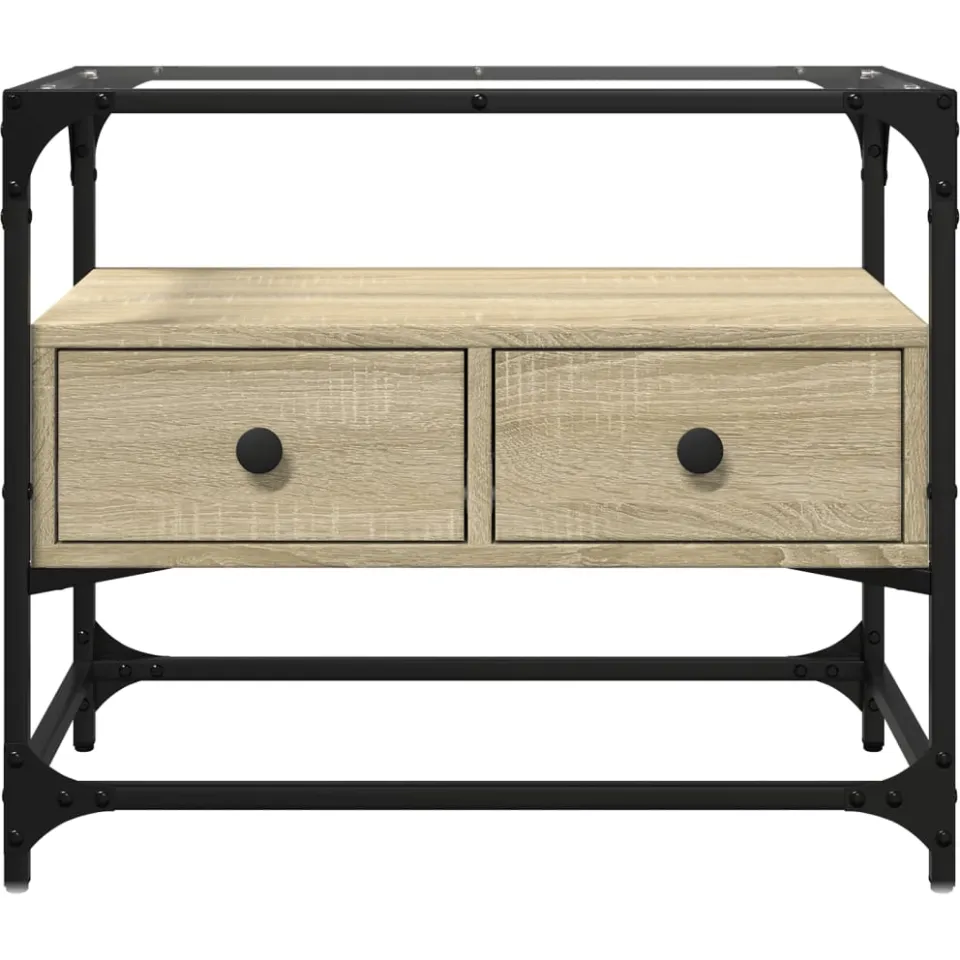 vidaXL Tv-meubel met glazen blad 60x35x51 cm bewerkt hout sonoma eiken Bruin