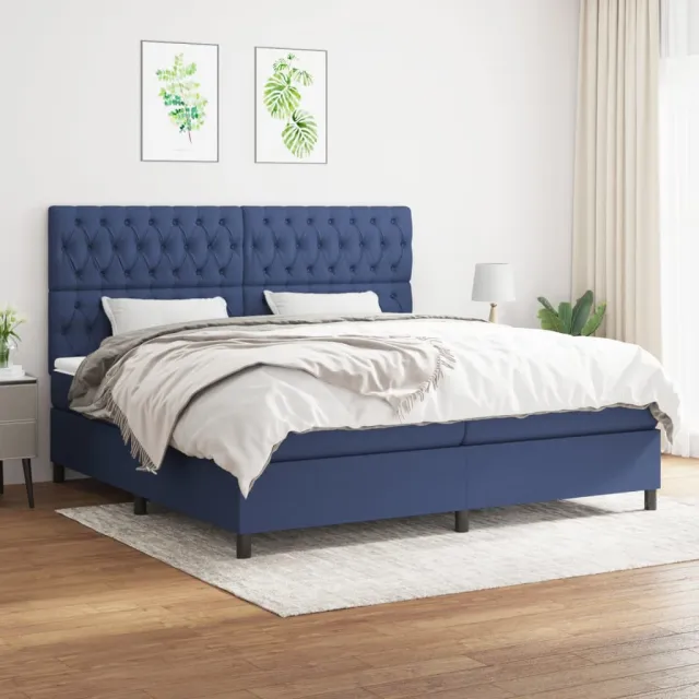 vidaXL Boxspring met matras stof blauw 200x200 cm