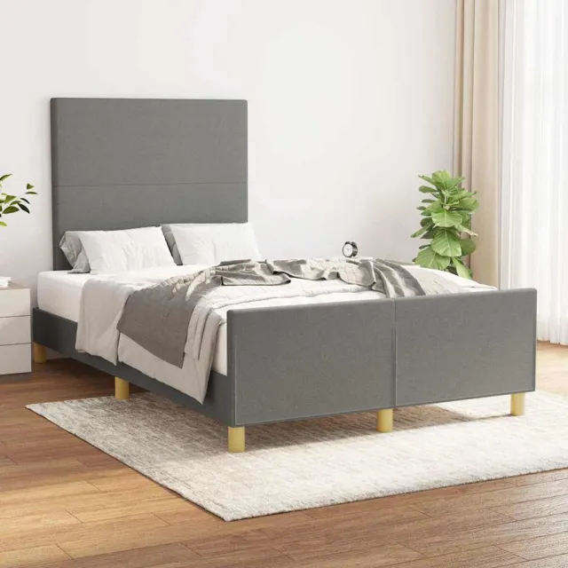 vidaXL Bedframe zonder matras 120x200 cm stof donkergrijs