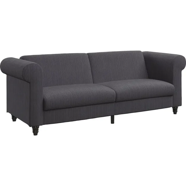 Notio Living Felix II 3-Zits Slaapbank met Uitschuifbaar Bed - Antraciet Cord & Microvezel - 236 cm - Antraciet Stof