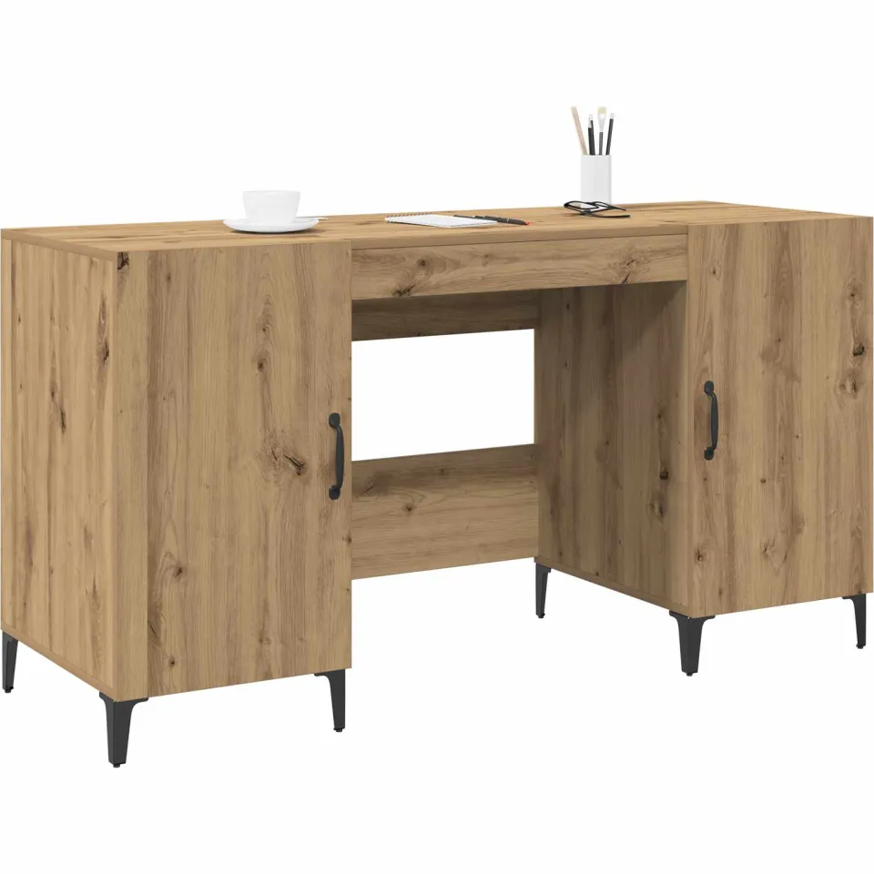vidaXL Bureau Artisanaal eiken 140 x 50 x 75 cm Bewerkt hout Bruin