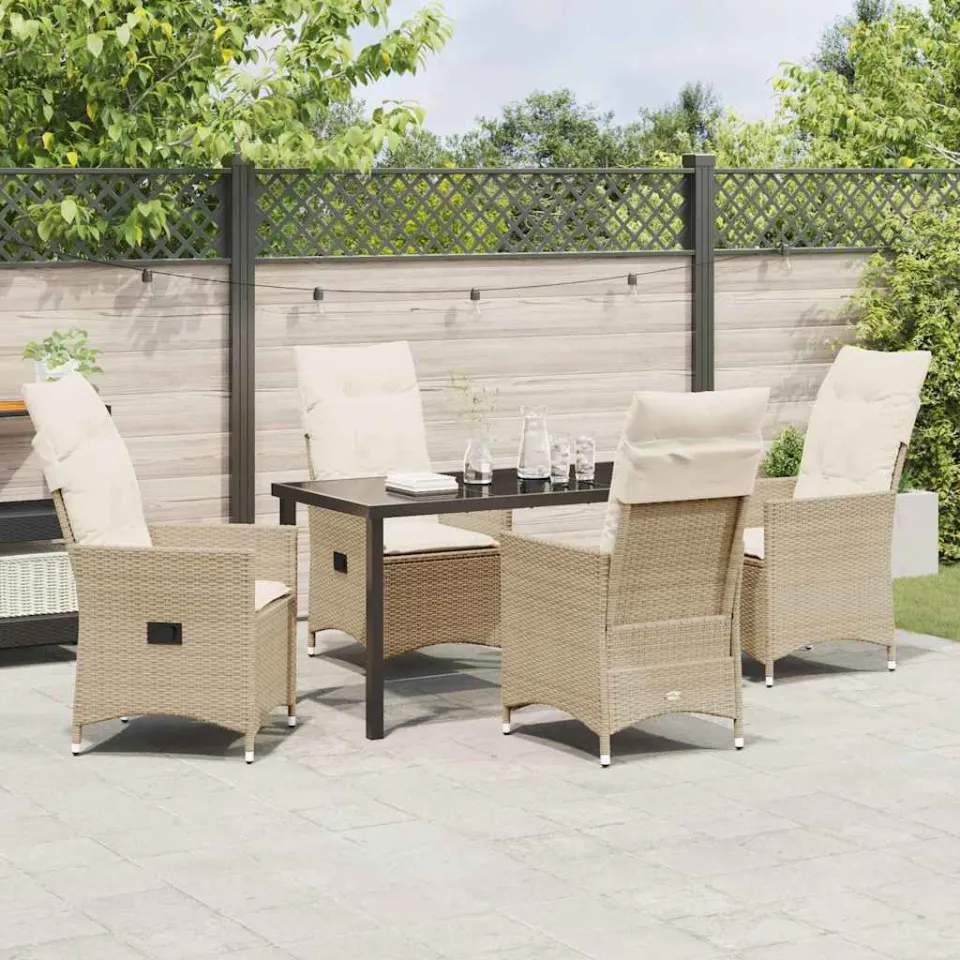 vidaXL Tuin eettafelset 5 st Beige poly rattan, foto 3