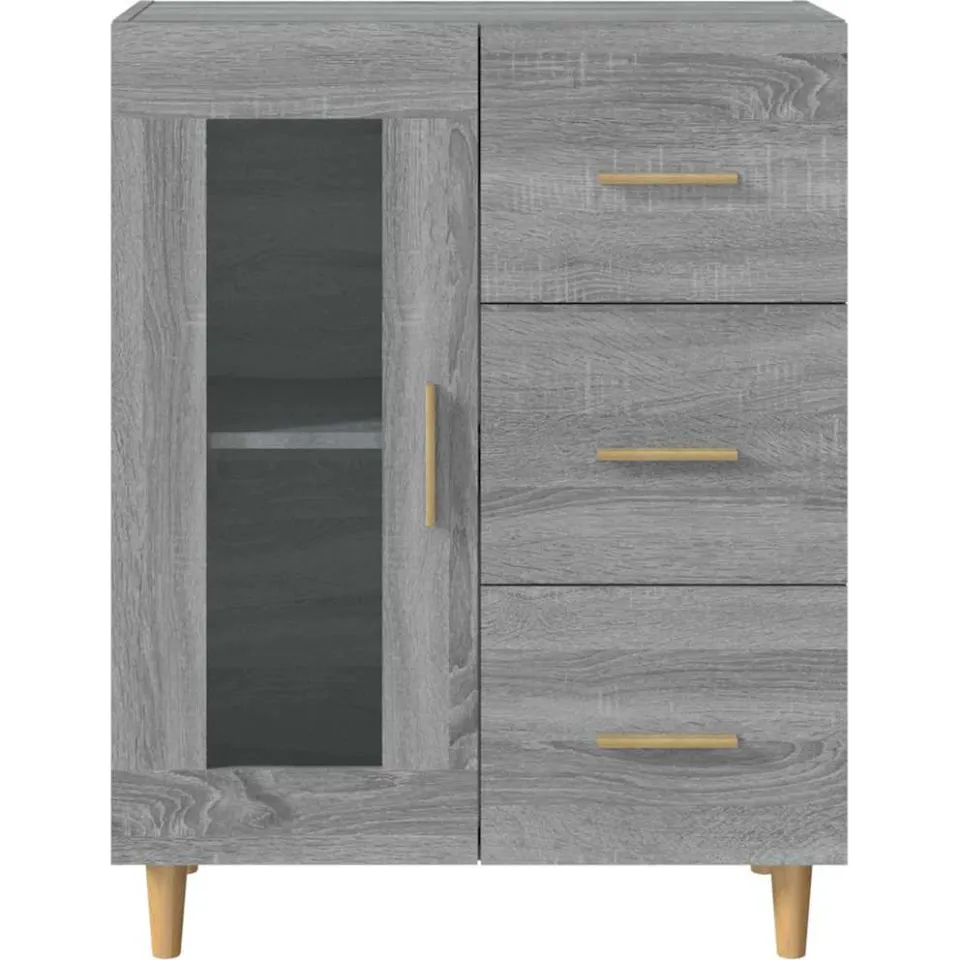 vidaXL Dressoir 69,5x34x90 cm bewerkt hout grijs sonoma eikenkleurig, foto 4