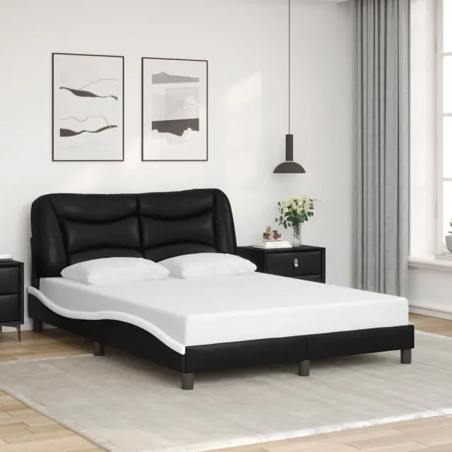 vidaXL Bedframe zonder matras "Hvar" kunstleer zwart en wit 120x200 cm