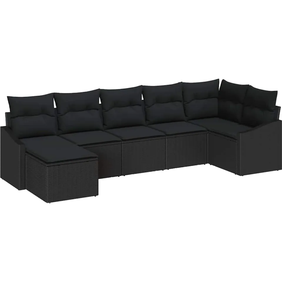 vidaXL Tuin Sofa Set 7 st Zwart poly rattan, foto 4