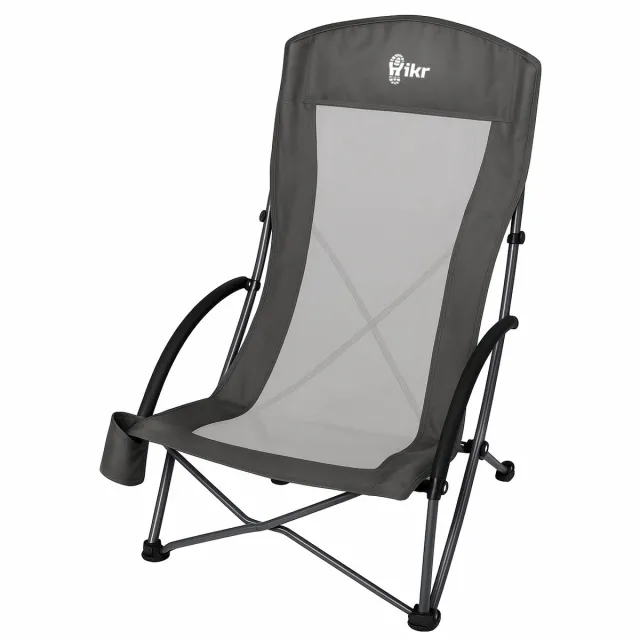 Hikr Vouwstoel - 120KG & 600D Oxford - Opvouwbare vissersstoel & campingstoel - Strandstoel - Lage kampeerstoel - Lichtgewicht & compacte ligstoel Zwart