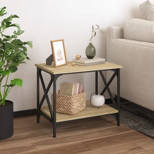 vidaXL Bijzettafel 55x38x45 cm bewerkt hout sonoma eikenkleurig, foto 2