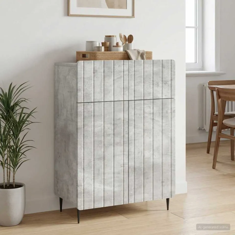 vidaXL Dressoir Betongrijs 66 x 34,5 x 92 cm Bewerkt hout grijs, foto 3