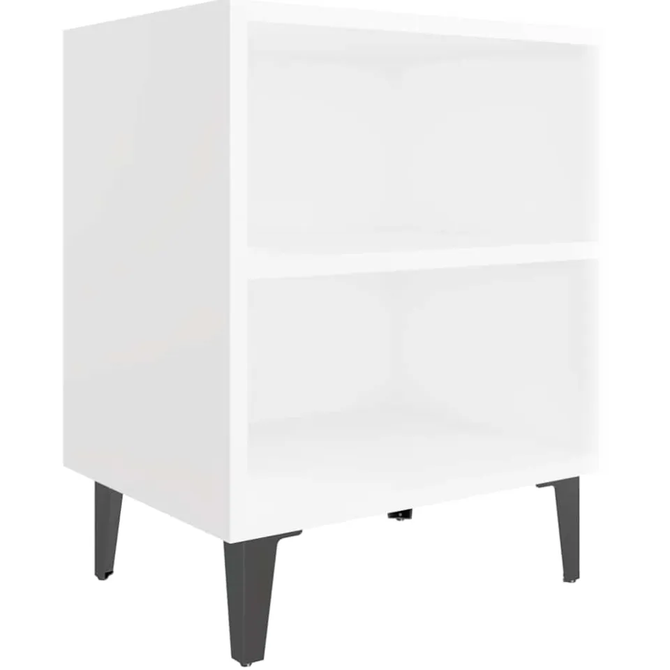 vidaXL Nachtkastjes 2 st met metalen poten 40x30x50 cm wit