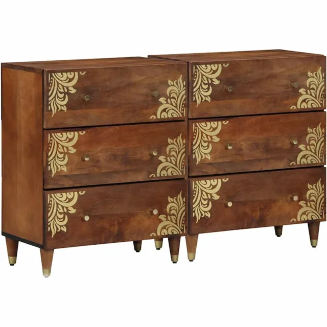 vidaXL Dressoir 2 st 60 x 33 x 75 cm Massief Mango Hout Honingbruin