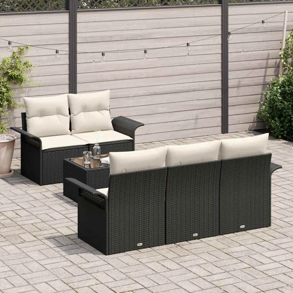 vidaXL Bankstel 6 st Zwart poly rattan, foto 3