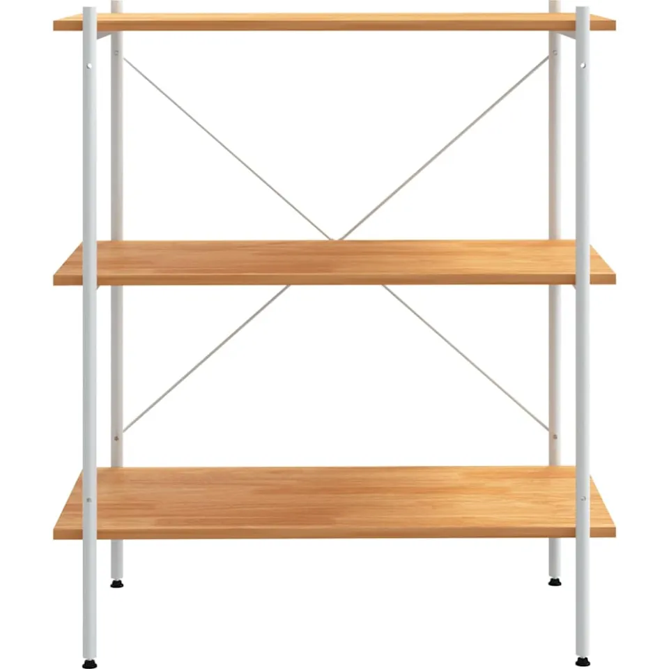 vidaXL Opbergrek 3-laags 80x40x92 cm wit en eikenkleurig