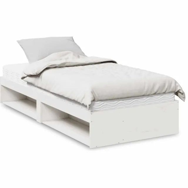 vidaXL Slaapbank met matras 90x190 cm massief grenenhout wit