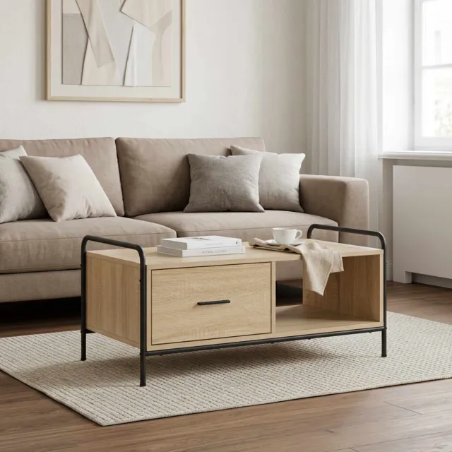 vidaXL Salontafel Sonoma Eiken 90 x 49 x 41 cm Bewerkt hout Bruin