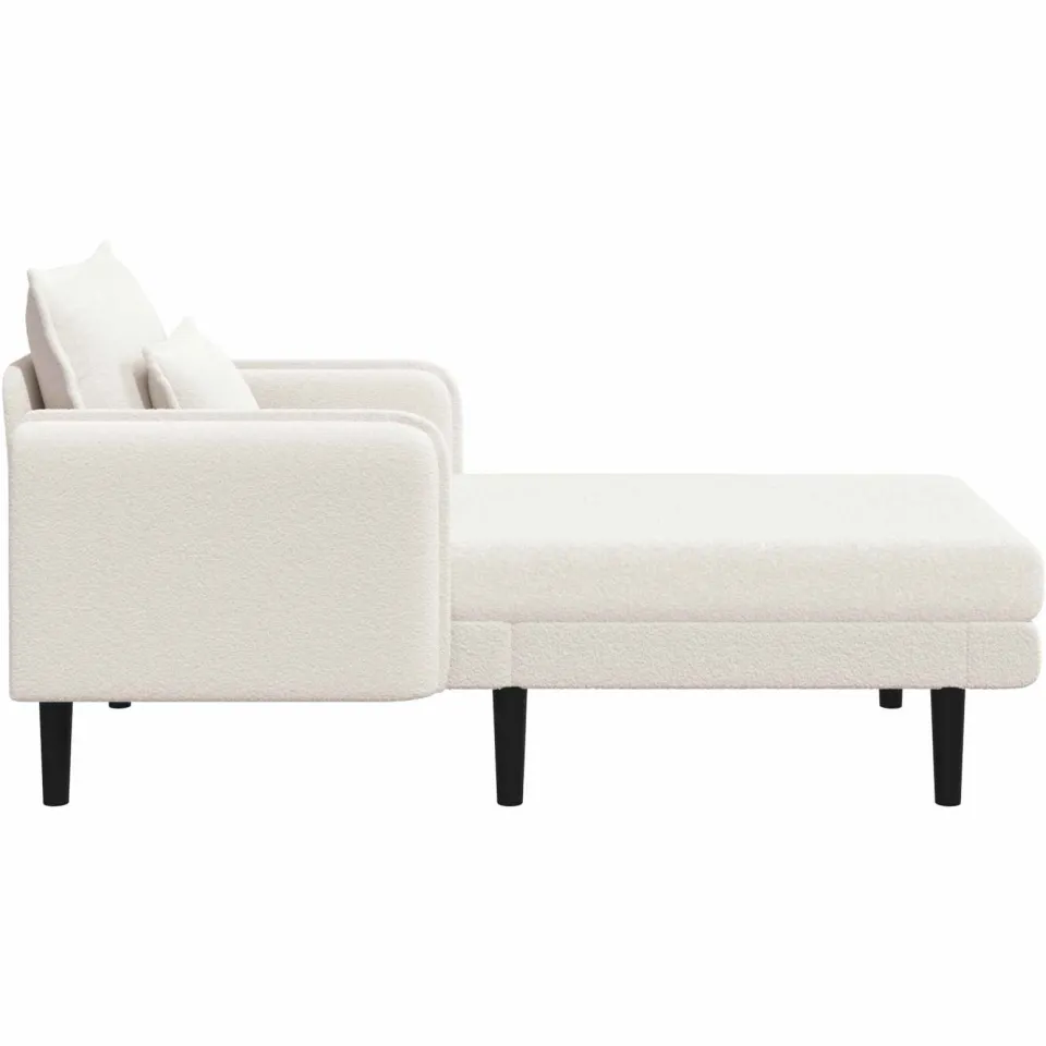 vidaXL Grote chaise longue Crèmekleurig Bouclé, foto 4