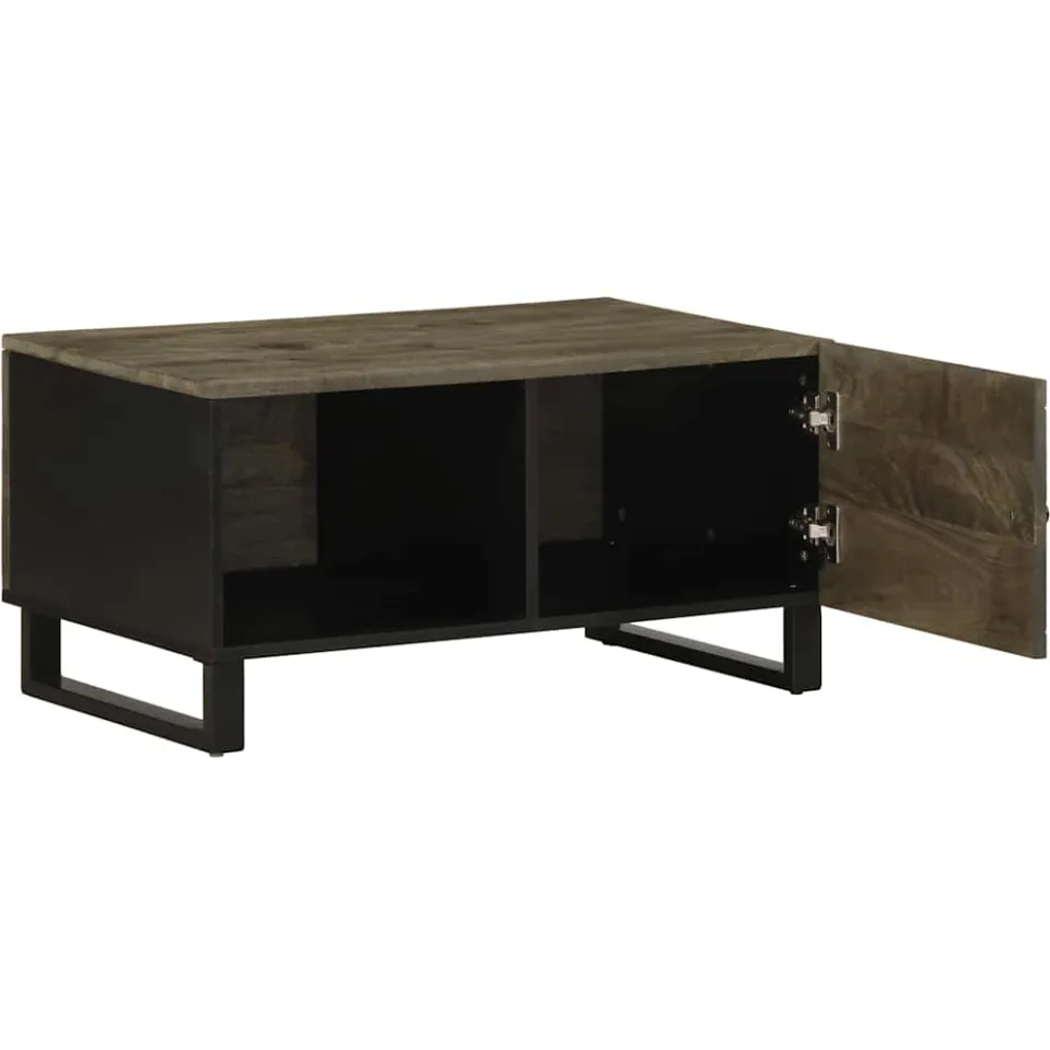 vidaXL Salontafel 80x50x40 cm massief mangohout zwart, foto 2