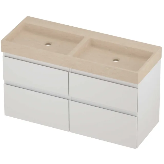 Proline Evoli Badmeubelset Hardsteen Loft Dubbel 120x46x70 cm Sand Stone Glans Wit