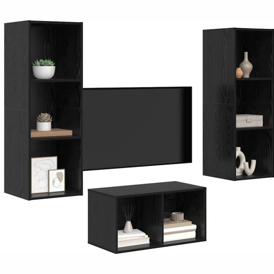 vidaXL Tv-meubelset 37 x 37 x 107 cm Zwart Eiken