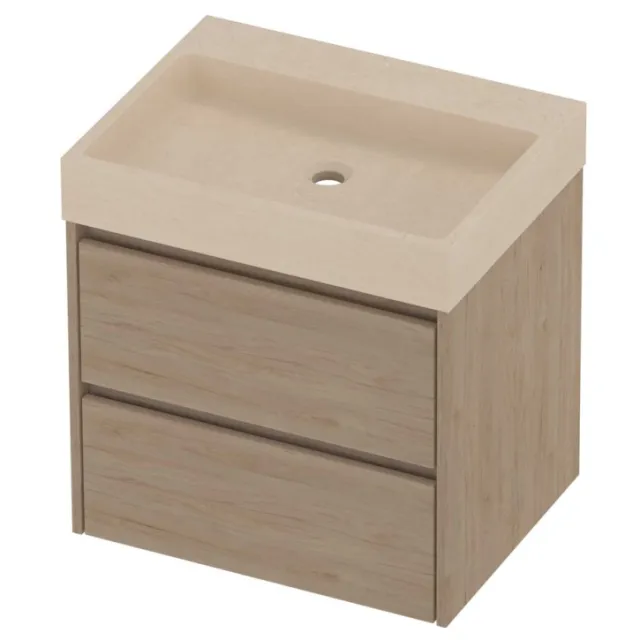 Proline Evoli Badmeubelset Hardsteen Loft 60x46x62 cm Sand Stone Ideal Oak Eiken