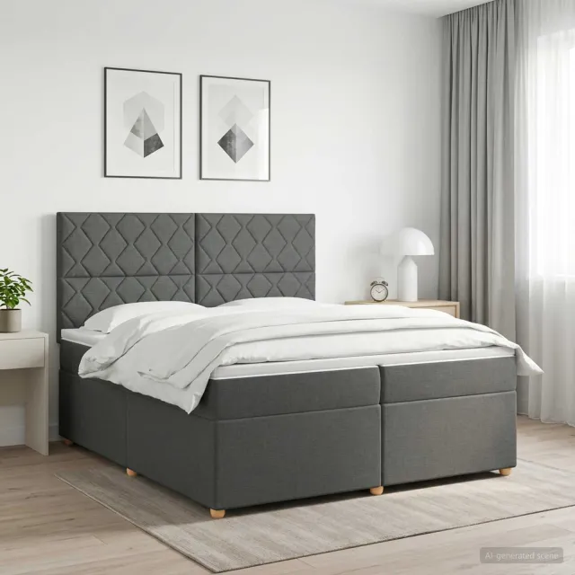 vidaXL Boxspringbed met matras Donkergrijs 200 x 200 cm Stof