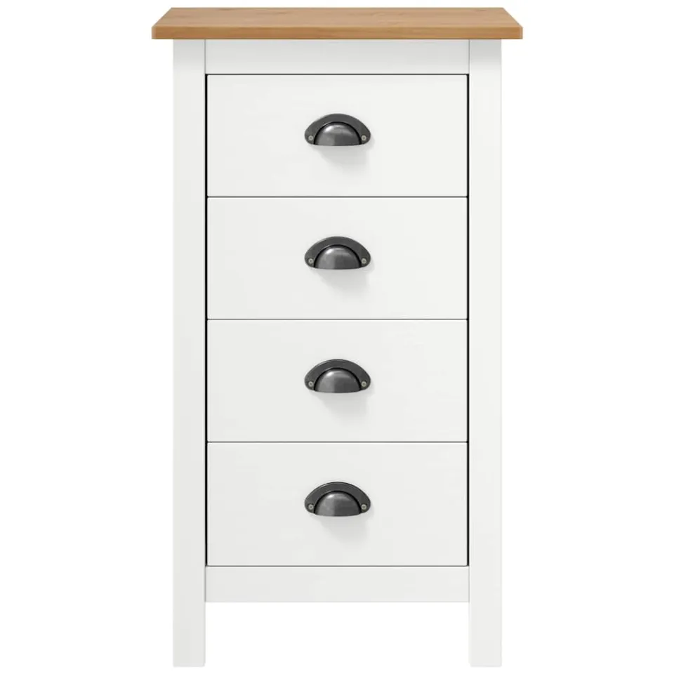 vidaXL Dressoir Hill 46x35x80 cm massief grenenhout wit, foto 2