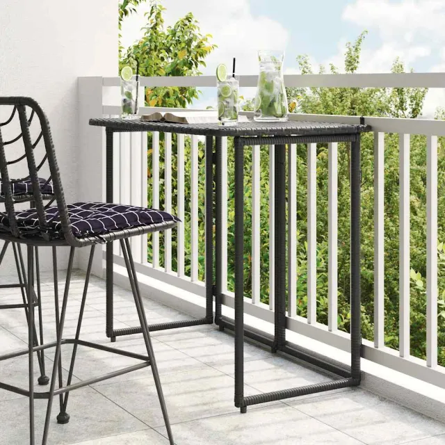 vidaXL Tuintafel inklapbaar 90x51x75 cm poly rattan zwart, foto 2