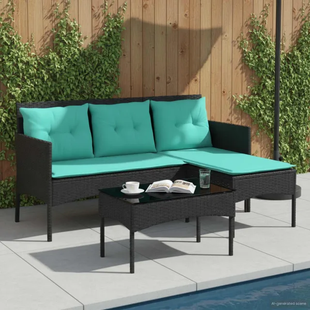 vidaXL Tuinbankenset 2 st poly rattan zwart, foto 2