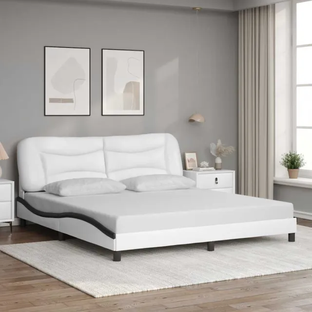 vidaXL Bedframe zonder matras "Hvar" kunstleer wit en zwart 180x200 cm