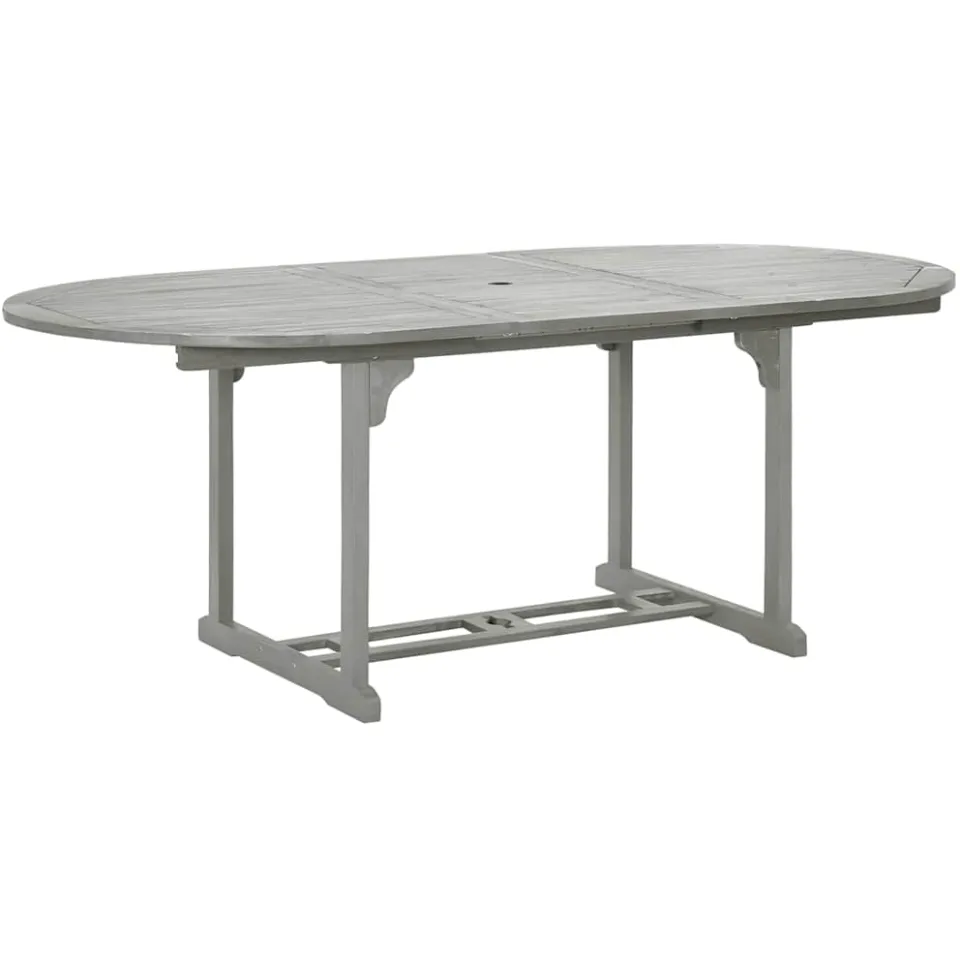 vidaXL Tuintafel 200x100x75 cm massief acaciahout grijs, foto 2