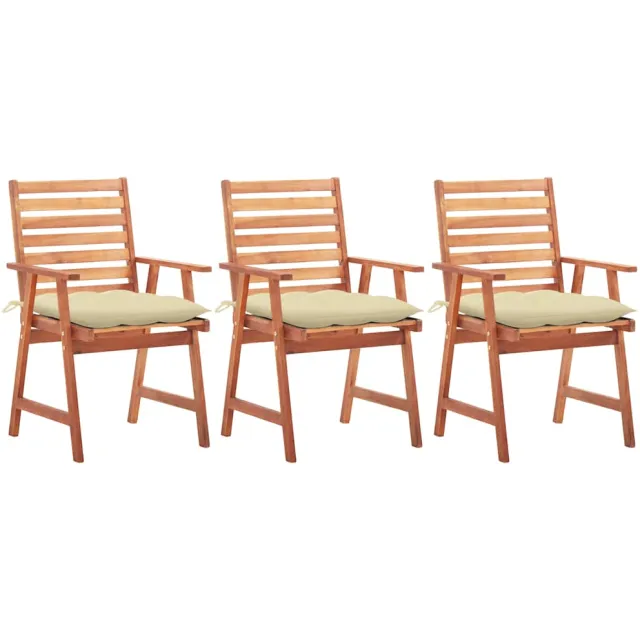vidaXL Tuinstoelen 3 st met kussens massief acaciahout Crème
