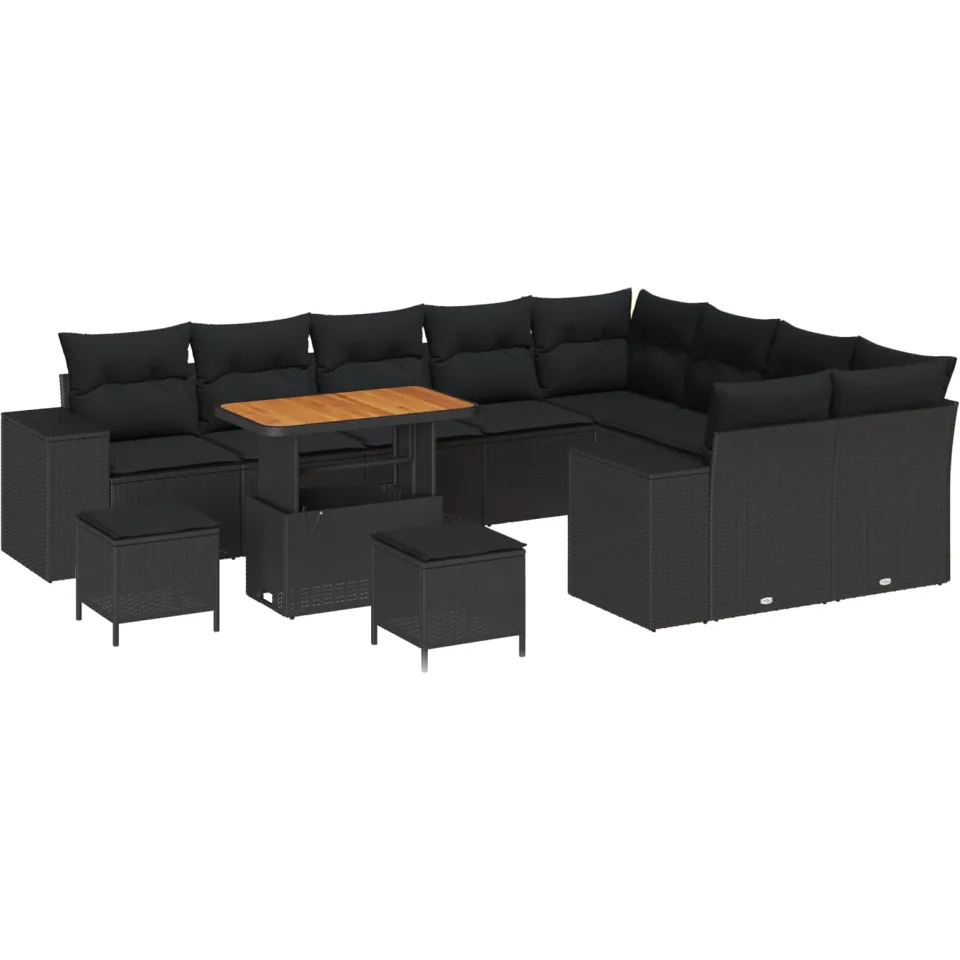 vidaXL Tuin Sofa Set 12 st Zwart poly rattan
