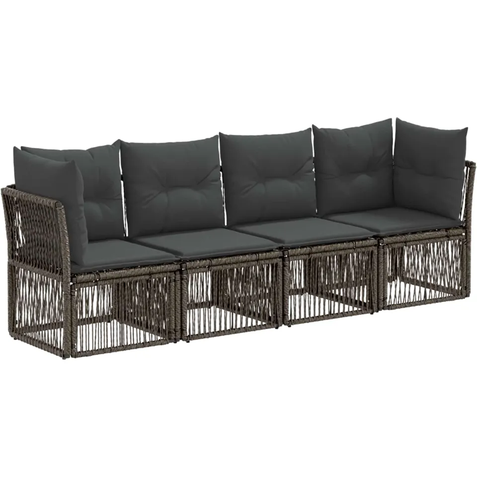 vidaXL Tuinbankenset 4 st 4-zits Grijs poly rattan, foto 3