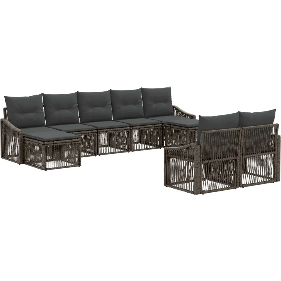 vidaXL Tuinbankenset 9 st 9-zits Grijs poly rattan, foto 3